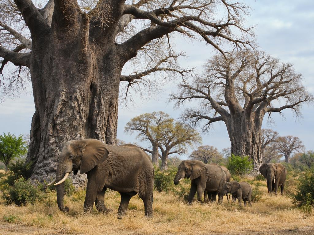 Tarangire elephants & baobabs